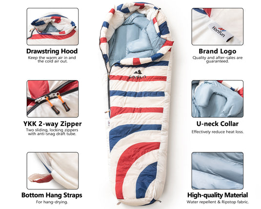 Tricolour Down Sleeping Bag